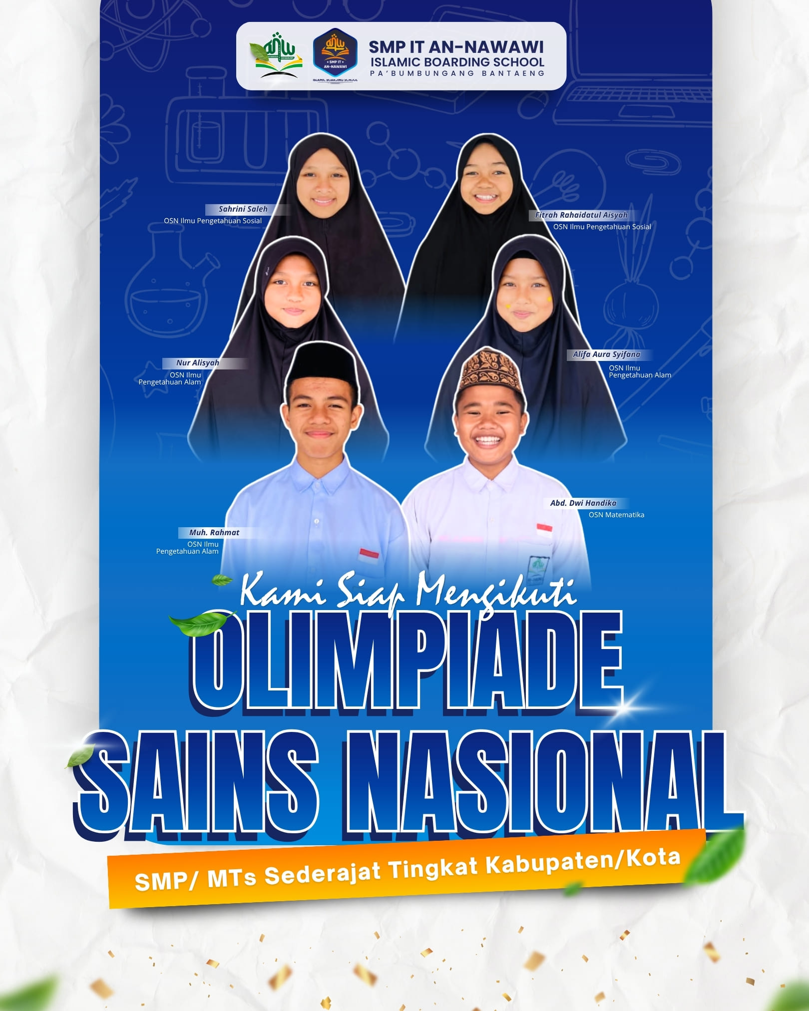 Santri-santriwati Berprestasi An-Nawawi Islamic Boarding School Siap Berlaga di Ajang Olimpiade Sains Nasional (OSN) Tingkat Kabupaten/Kota