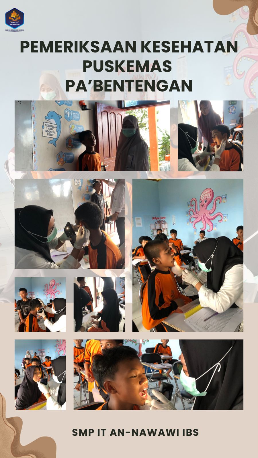 Sehat dan Cerdas, Masa Depan Gemilang: Pemeriksaan Kesehatan di An-Nawawi Islamic Boarding School Bantaeng