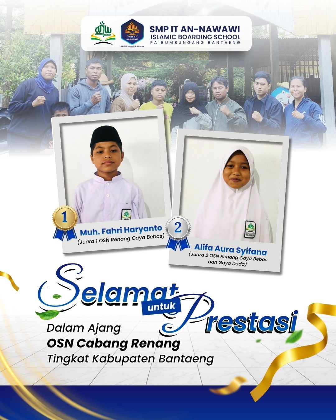 Prestasi Gemilang! Atlet Renang An-Nawawi Islamic Boarding School Pa'bumbungan Bantaeng Ukir Keberhasilan di Ajang OSN Tingkat Kabupaten Bantaeng